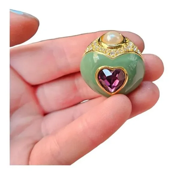 Vintage Funky Joan Rivers Heart Clip-On Earrings - Picture 2 of 8